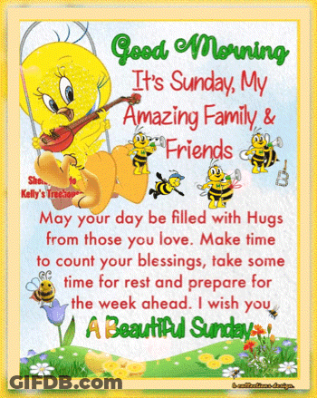 A Sunday Greeting Card With Tweety On It GIF