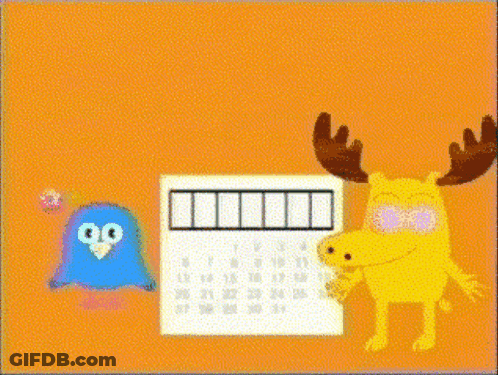 A Sunday Poster With A Moose And A Blue Monster GIF