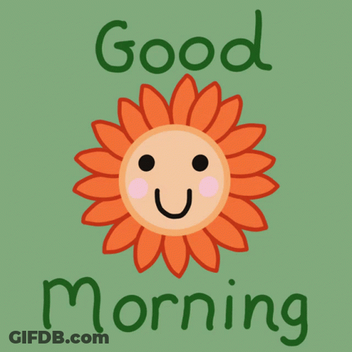 A Sunflower With A Face And The Words Good Morning GIF