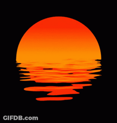 A Sunset Over The Ocean With A Large Orange Sun GIF