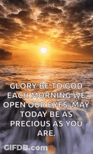 A Sunset Over The Ocean With A Quote That Says Glory Be To God GIF