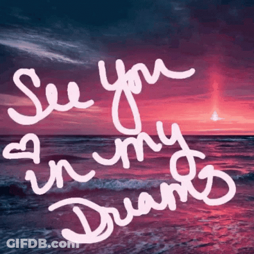 A Sunset Over The Ocean With The Words See You In My Dreams Written On It GIF