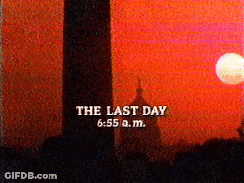 A Sunset With The Words The Last Day 6:55 Am GIF