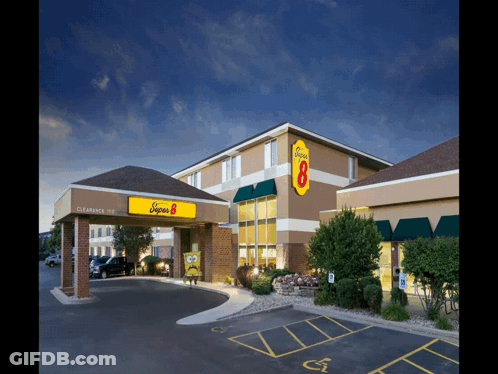 A Super 8 Hotel With A Handicapped Parking Space GIF