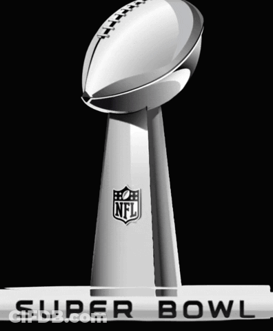 A Super Bowl Trophy With A Football On Top Of It GIF