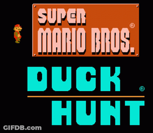 A Super Mario Bros Duck Hunt Game Is Being Played On A Black Background GIF