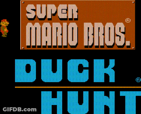 A Super Mario Bros Duck Hunt Game Is Displayed On A Screen GIF