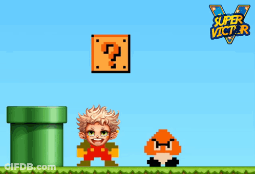 A Super Victory Video Game With A Cartoon Character GIF