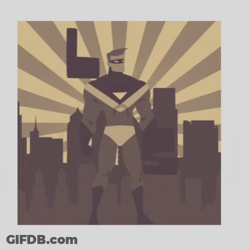 A Superhero With The Letter L On His Chest GIF