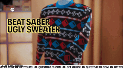 A Sweater That Says Beat Saber Ugly Sweater GIF