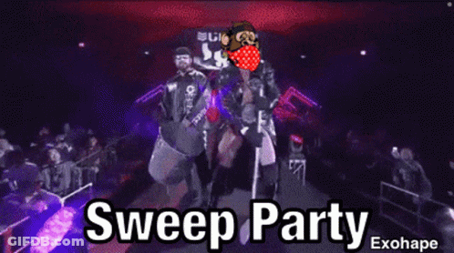 A Sweep Party Is Being Advertised On A Screen GIF