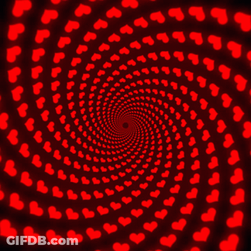 A Swirl Of Red Hearts On A Dark Red Background GIF