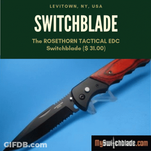A Switchblade Knife Is On Display In Levitow Ny GIF