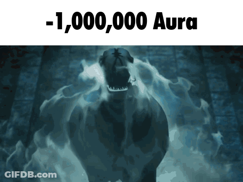 A T-Rex Is Surrounded By Smoke And Says 1,000,000 Aura GIF