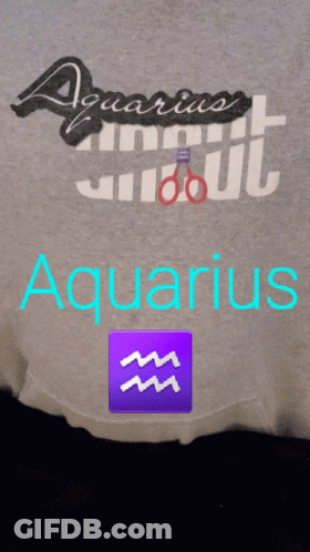 A T-Shirt That Says Aquarius On The Front GIF