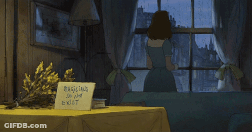 A Table With A Sign That Says Magicians Do Not Exist On It GIF