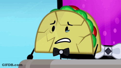 A Taco Wearing A Bow Tie And A Sad Face GIF