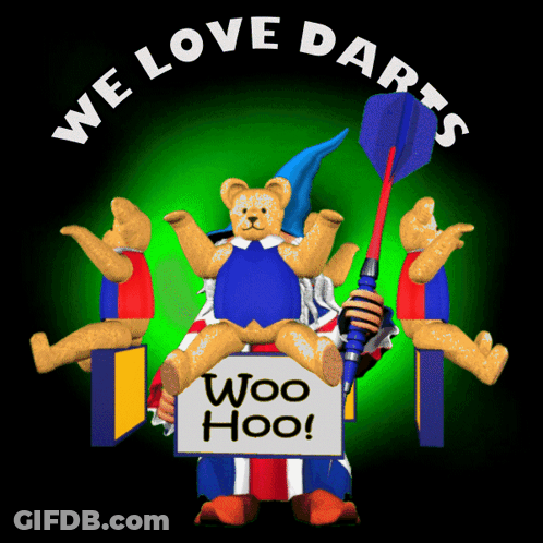 A Teddy Bear Holding A Sign That Says " Woo Hoo " GIF