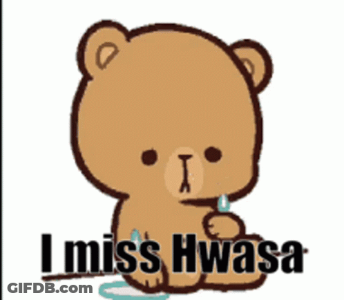 A Teddy Bear Is Crying With The Words I Miss Hwasa Below It GIF