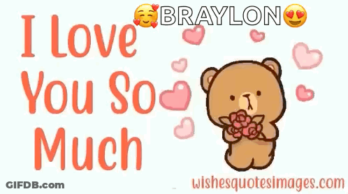 A Teddy Bear Is Holding A Bouquet Of Flowers And Saying `` I Love You So Much '' GIF