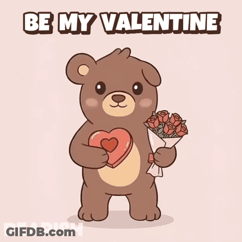 Teddy Bear Holding Heart And Roses GIF