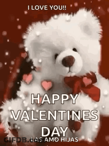 A Teddy Bear Is Holding A Heart And Says `` I Love You ! '' GIF