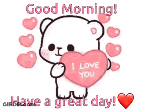 A Teddy Bear Is Holding A Heart That Says `` I Love You '' Surrounded By Pink Hearts . GIF