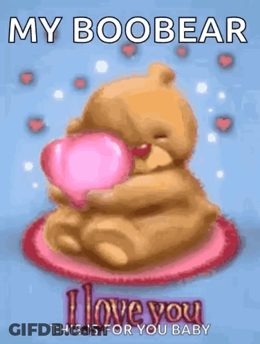 A Teddy Bear Is Holding A Pink Heart And Says `` I Love You '' . GIF