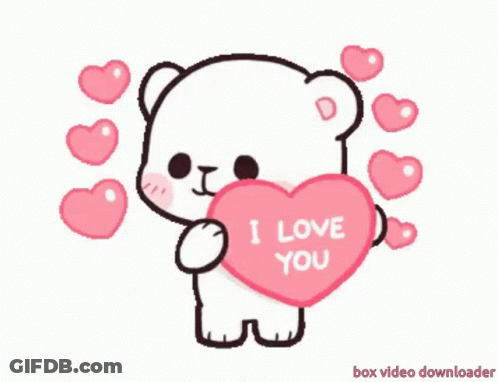 A Teddy Bear Is Holding A Pink Heart That Says I Love You GIF
