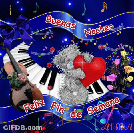 A Teddy Bear Is Holding A Red Heart In Front Of A Piano GIF