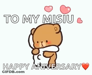 A Teddy Bear Is Hugging Another Teddy Bear With Hearts Flying Around Them . GIF