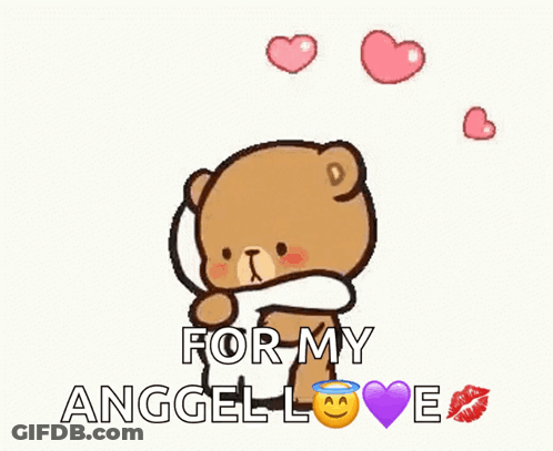 A Teddy Bear Is Hugging Another Teddy Bear With The Words Hugs And Kisses For My Angel Love GIF