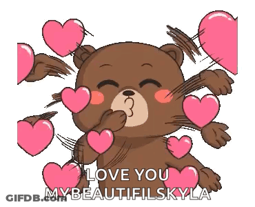 A Teddy Bear Is Surrounded By Pink Hearts And Says I Love You GIF