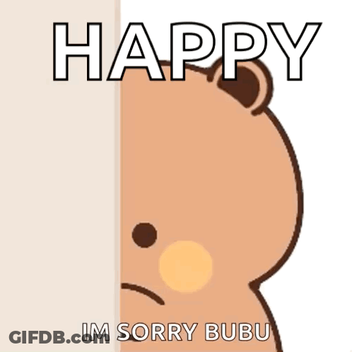 Teddy Bear Peeking Out Behind Wall With Sorry Bubu GIF