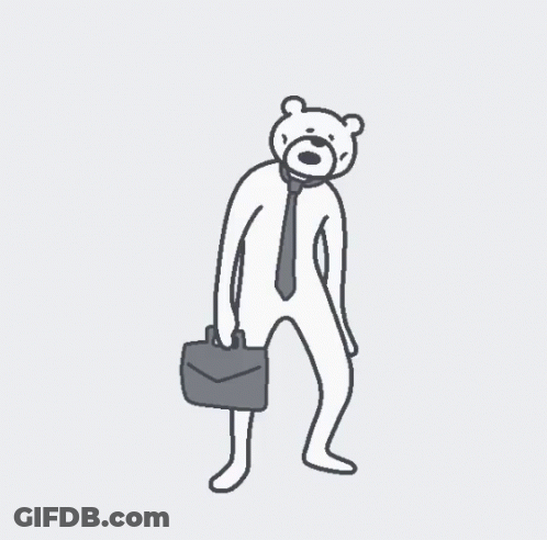 A Teddy Bear Wearing A Tie And Carrying A Briefcase GIF