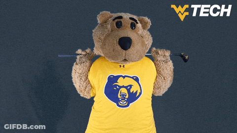 A Teddy Bear Wearing A Yellow Shirt With A Blue Bear On It GIF