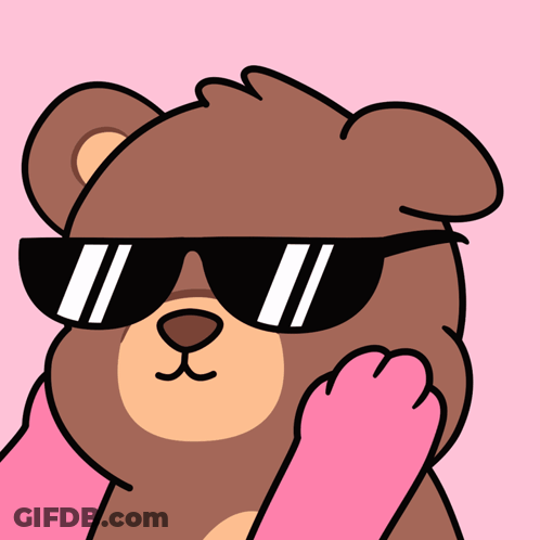 A Teddy Bear Wearing Sunglasses Has A Pink Paw On Its Face GIF