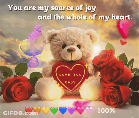 A Teddy Bear With A Heart That Says Love You Baby GIF