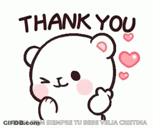 A Teddy Bear With Hearts And The Words Thank You GIF