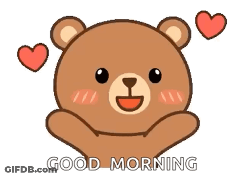 A Teddy Bear With Hearts Around It And The Words Good Morning Written Below It GIF