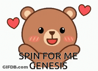 A Teddy Bear With Hearts Around It And The Words Spin For Me Genesis Below It GIF