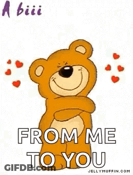 A Teddy Bear With Its Arms Outstretched Is Giving A Hug To Someone . GIF