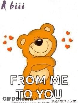 A Teddy Bear With Its Arms Outstretched Is Hugging Someone . GIF