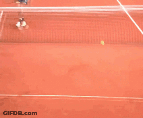 A Tennis Court With A Bnp Paribas Banner Behind It GIF