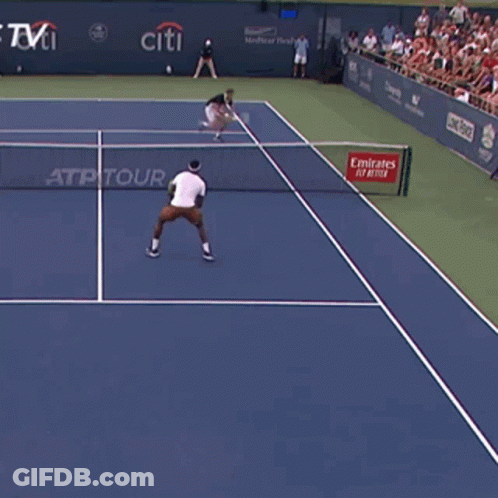 A Tennis Court With A Emirates Sign On It GIF
