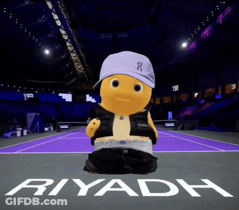 A Tennis Court With The Word Riyadh Written On It GIF