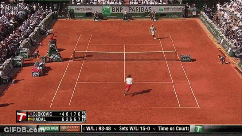 A Tennis Match Between Djokovic And Nadal Is Being Shown GIF