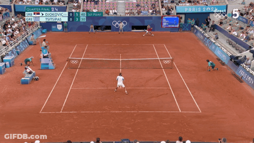 A Tennis Match Is Being Played At The Olympics In Paris GIF