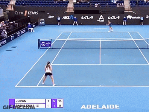 A Tennis Match Is Being Played In Adelaide And The Score Is 7 To 15 GIF