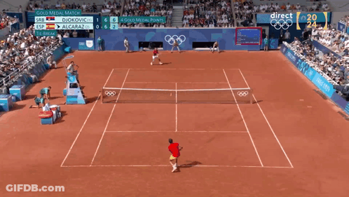 A Tennis Match Is Being Played In Front Of A Crowd And The Score Is 6 To 2 GIF